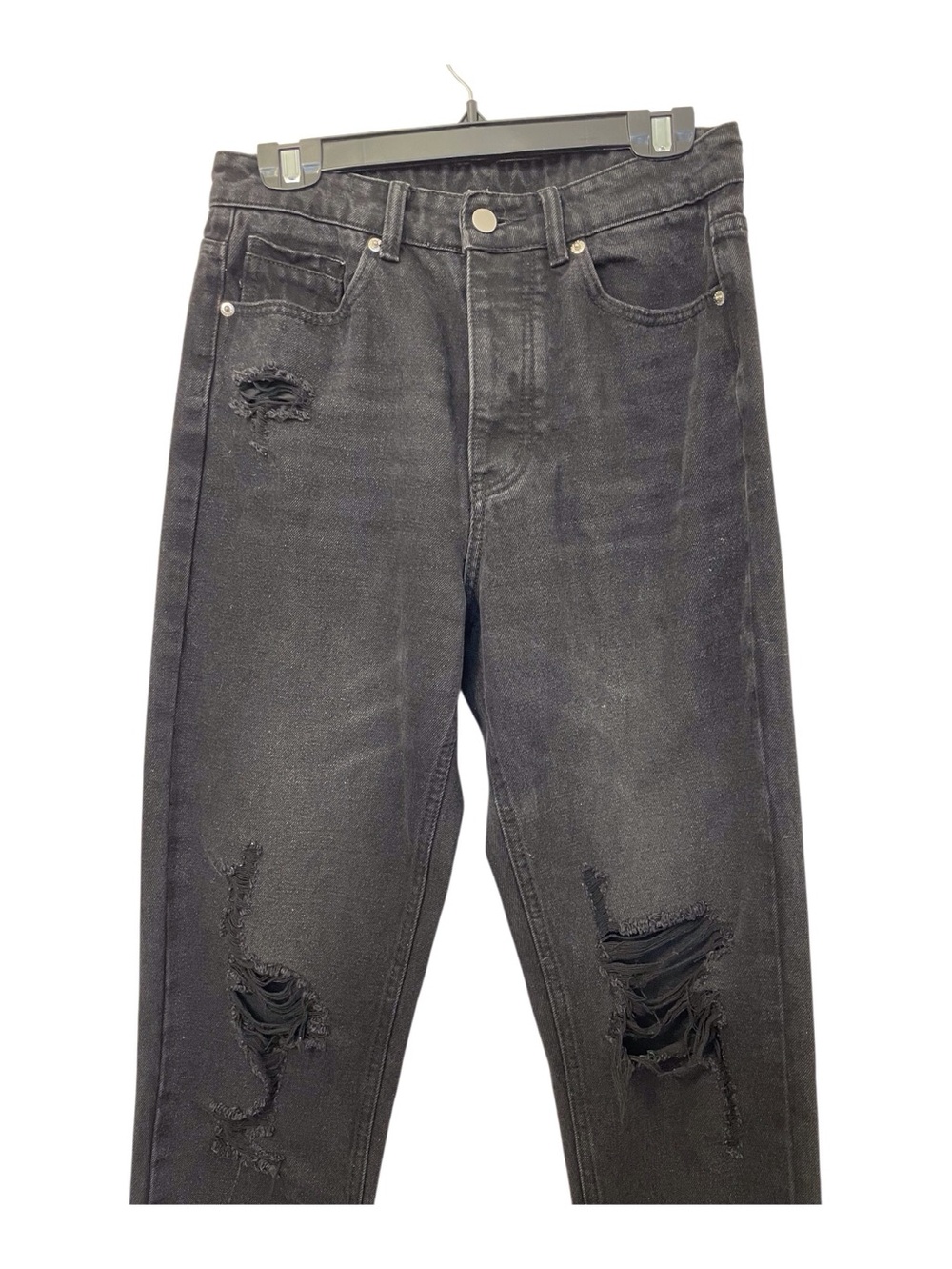 Shein Women's Black Distressed Riped Relaxed Five-Pockets Jeans,M(6) - Picture 3 of 7